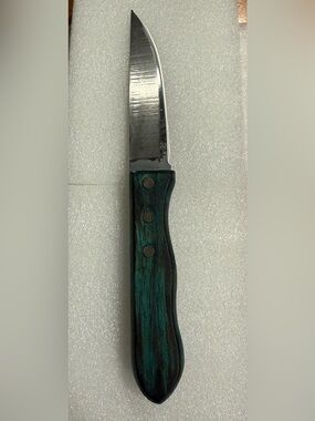 Custom Repurposed Vintage Green & Black Wood Handle Utility/Kitchen Knife -Sharp